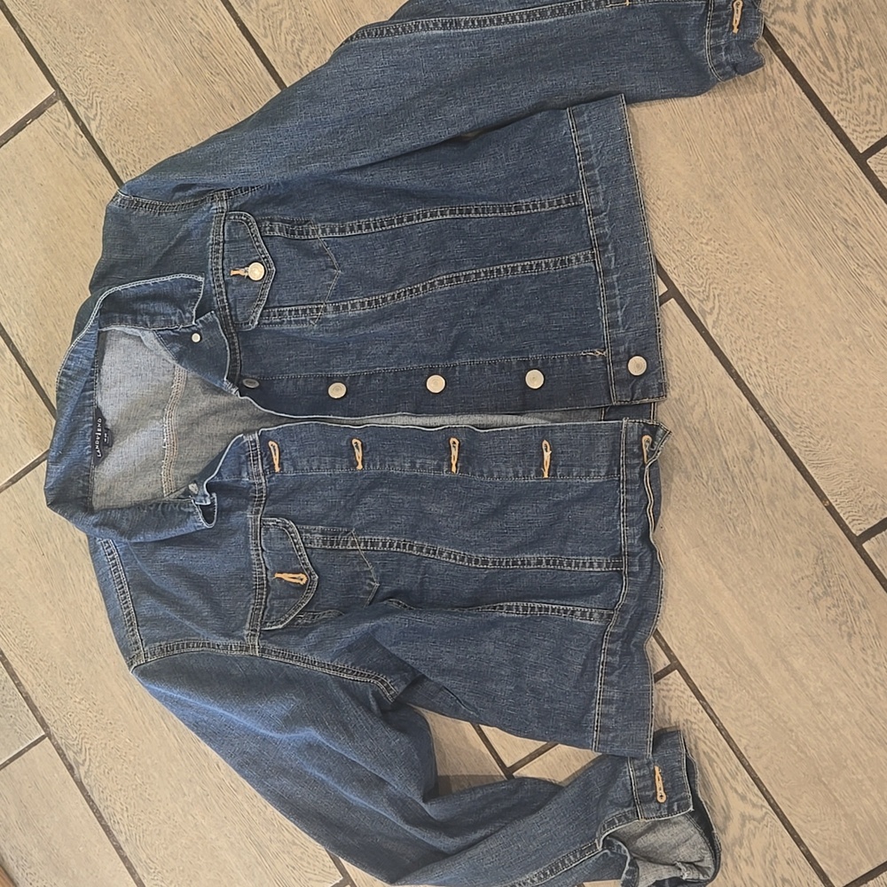 Lands' End Classic Denim Jacket Women's XL Blue Jean Trucker Style
